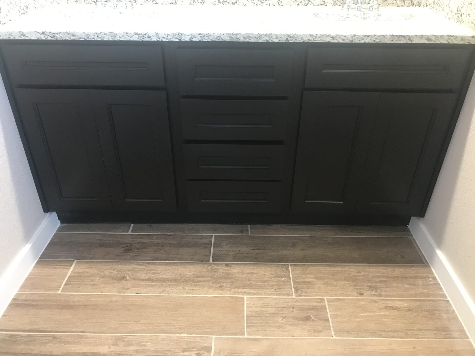 Espresso double vanity with granite top